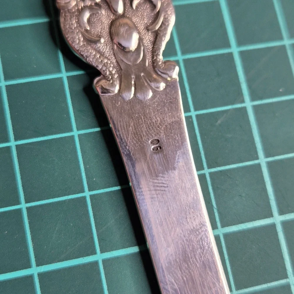Vintage 800 Silver Ornate Letter Opener w/ Porcelain Windmill Scene 34g European